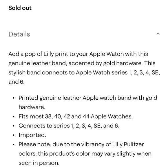 Lilly Pulitzer Pink Leather Watch Band with Gold Accents - Picture 2 of 4